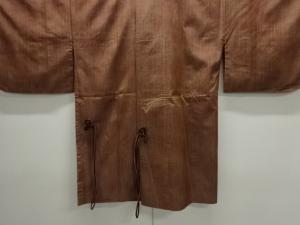 縞模様織出し手織り紬道中着